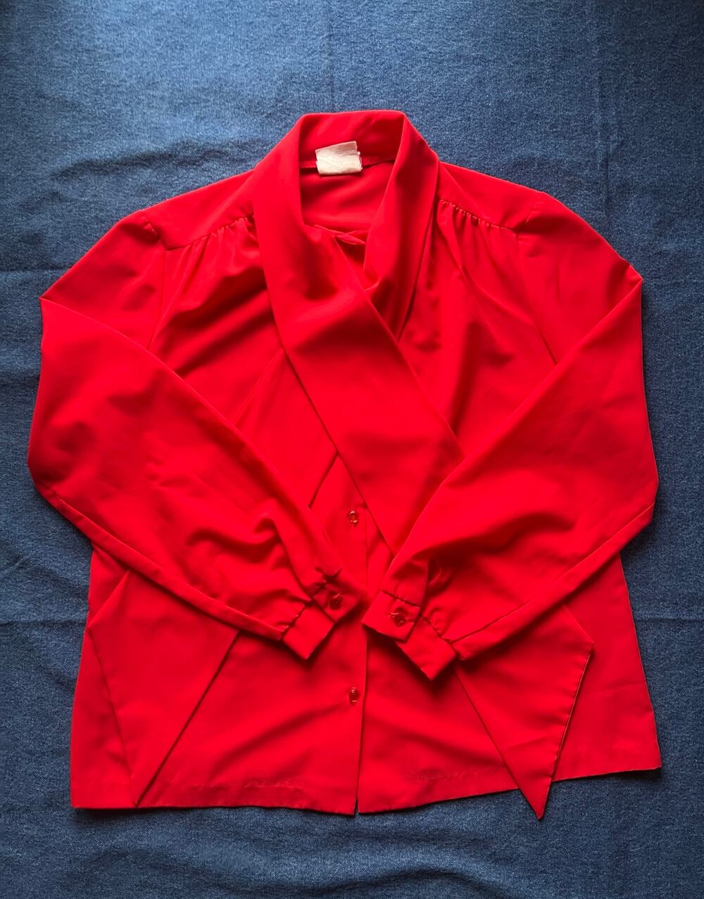 1960's/70's Lee Mar Pageant Red Bow Blouse